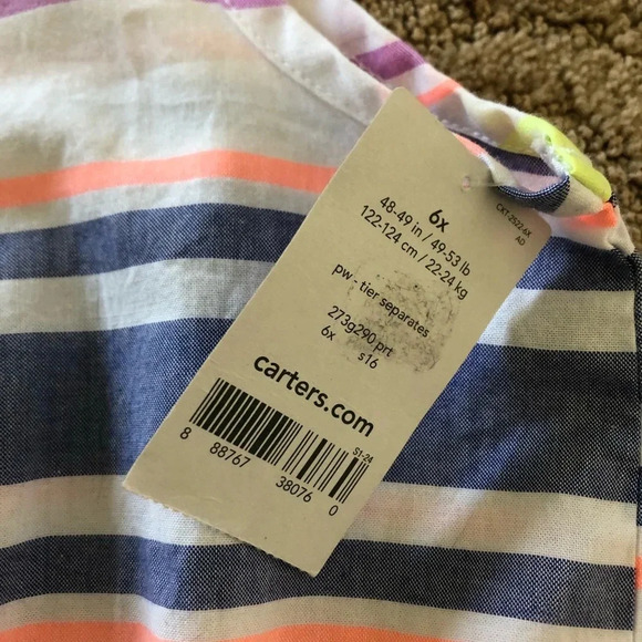 Nwt new carters striped sun dress 6 6x - Picture 2 of 8
